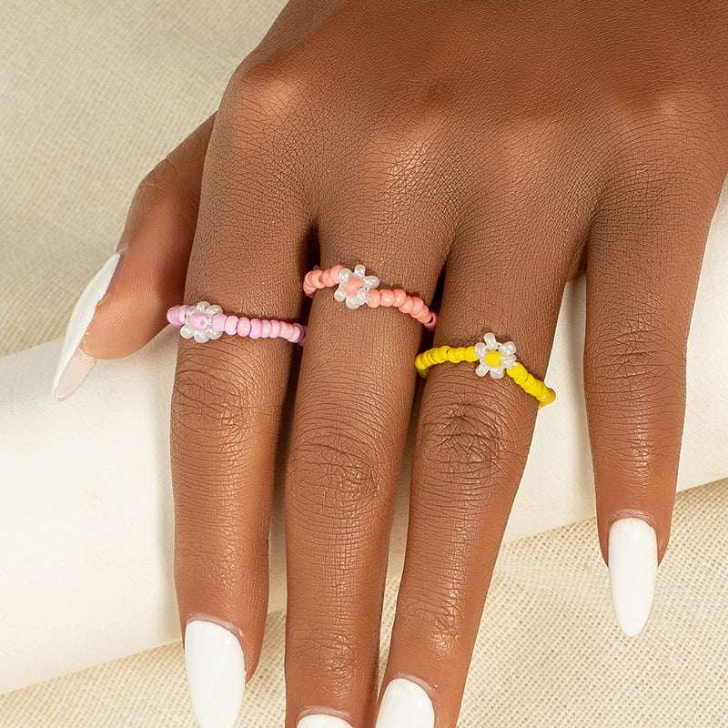 Bohemian Blossom Cross-Border Hand Ring Set