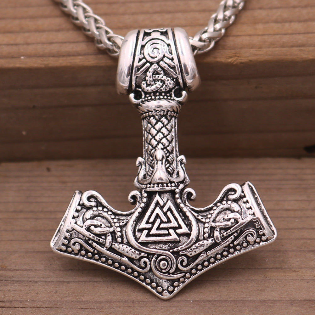 Viking Odin Thunder God Hammer Pendant Necklace - Premium Norse Legacy Collection