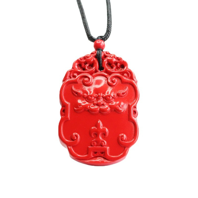 Red Sand Vermilion Sand Pixiu Ruyi Pendant with Cinnabar Stone