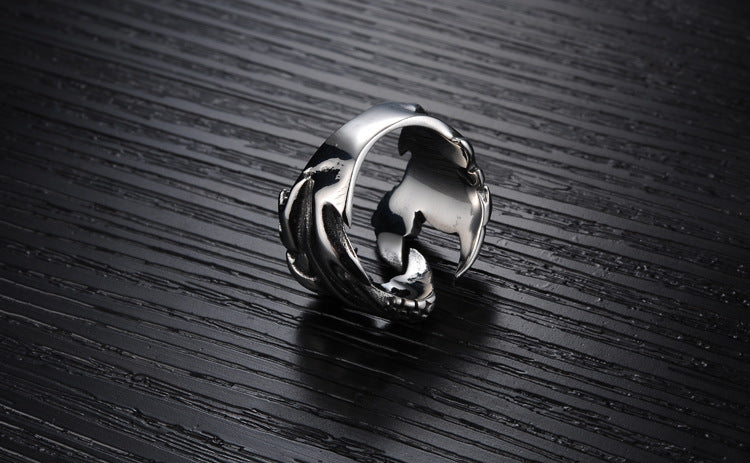 Men's Titanium Steel Punk Dragon Claw Ghost Ring