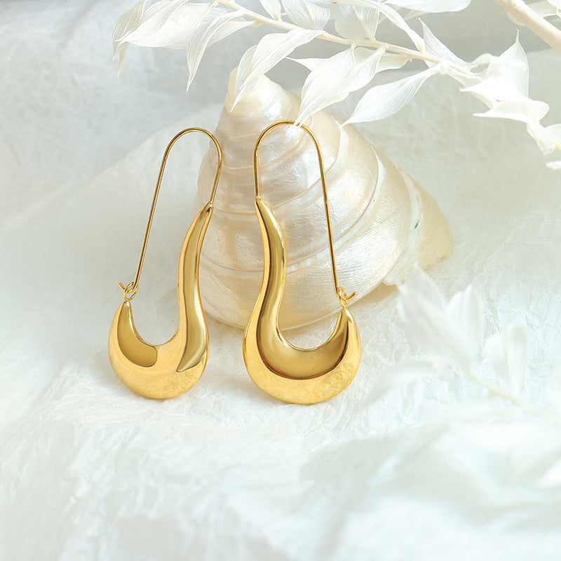 Exquisite 18K Gold Plated Geometric Earrings with Alien Design for Women's Everyday Style