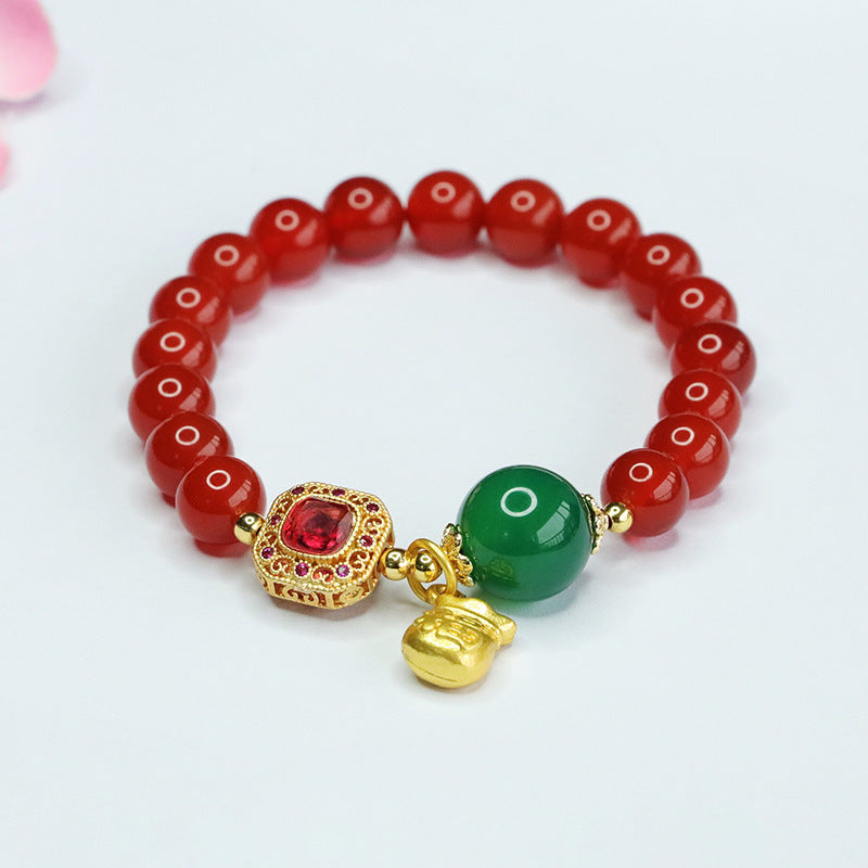 Chinese Blessing Agate and Chalcedony Bracelet from Planderful Collection