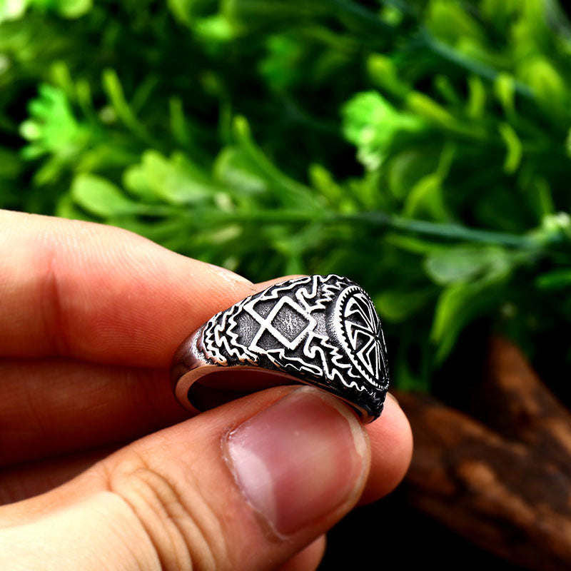 Retro Viking-Themed Titanium Steel Ring for Men - Wholesale Fashion Jewelry