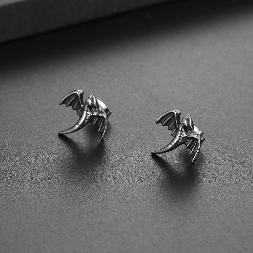 Retro Titanium Steel Pterosaur Stud Earrings for Trendsetters - Unisex Fashion Accessory