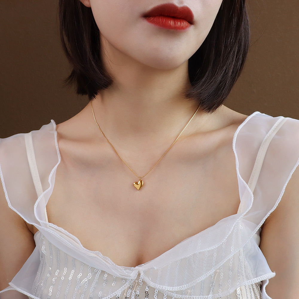 Simple Elegance: Gold Plated Heart Necklace - Women's Cold Wind Jewelry