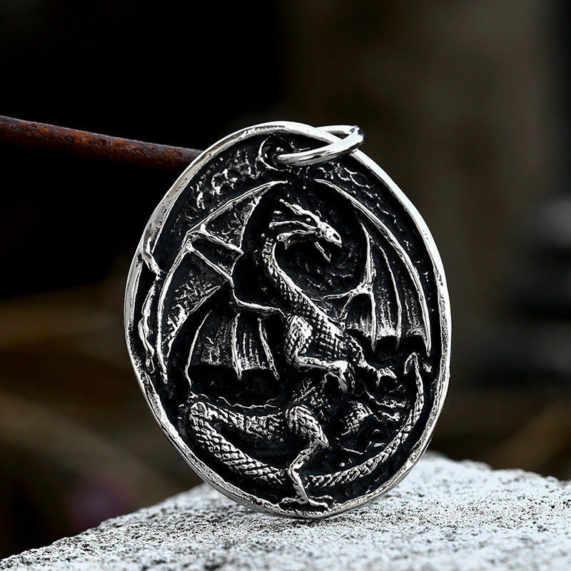 Vintage-Inspired Titanium Steel Dragon Pendant for Men – Cross-Border Retro Jewelry