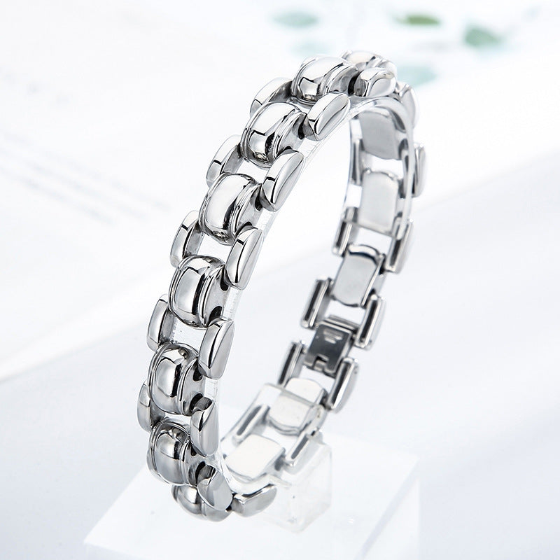 Punk-Inspired Geometric Stainless Steel Bracelet for Men - Durable and Stylish Jewelry Accessory