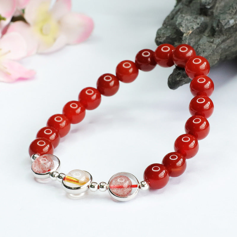 Fortune's Favor Agate and Crystal Sterling Silver Bracelet