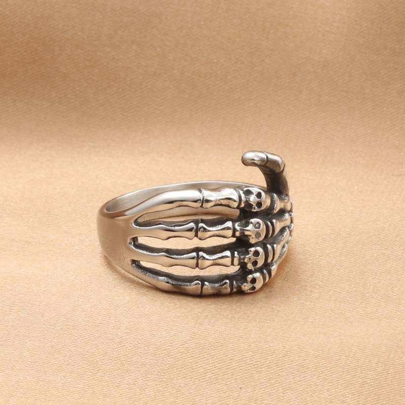 Titanium Steel Skull Ring for Men - Retro Trendy Ghost Claw Design Directly from Manufacturer