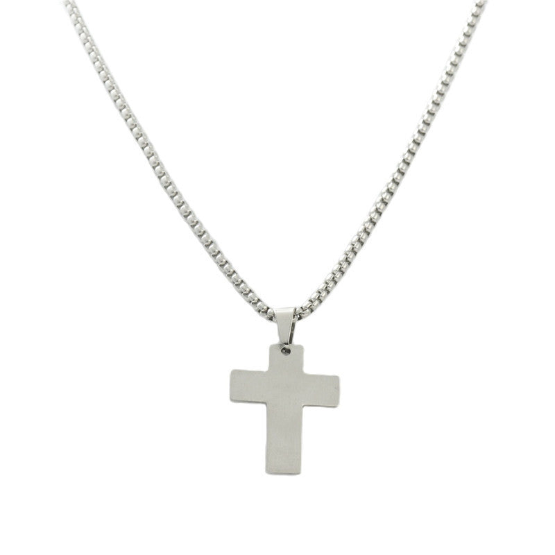 Personalized Retro Titanium Steel Cross Pendant Necklace for Men - Trendy Stainless Steel Design