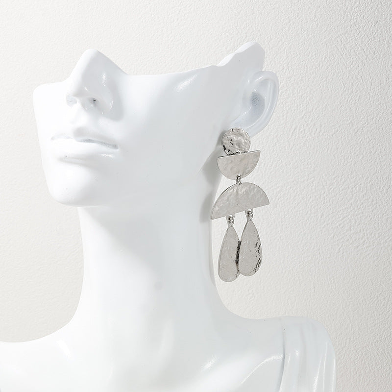 Exaggerated Geometric Metal Earrings with Personality - Vienna Verve Collection