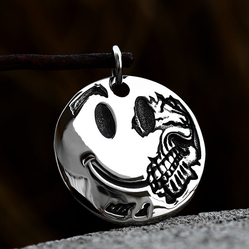 Retro Domineering Smiley Face Skull Pendant in Titanium Steel for Men