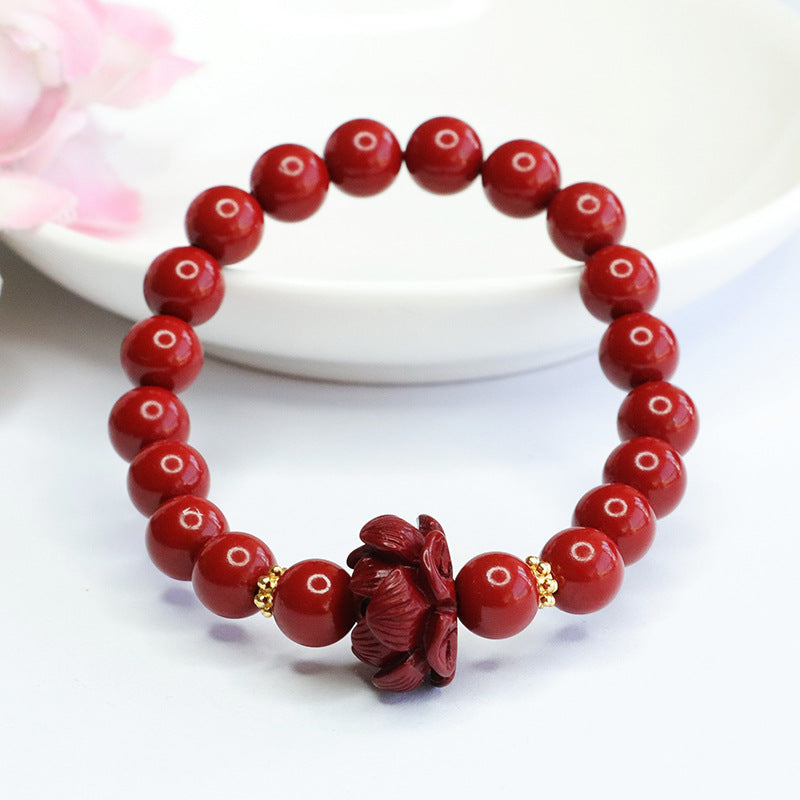 Cinnabar Lotus Sterling Silver Bracelet