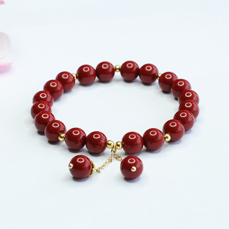 Cinnabar and Acacia Bean Sterling Silver Bracelet - Fortune's Favor Collection