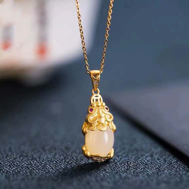 Fortune's Favor White Jade Pixiu Necklace