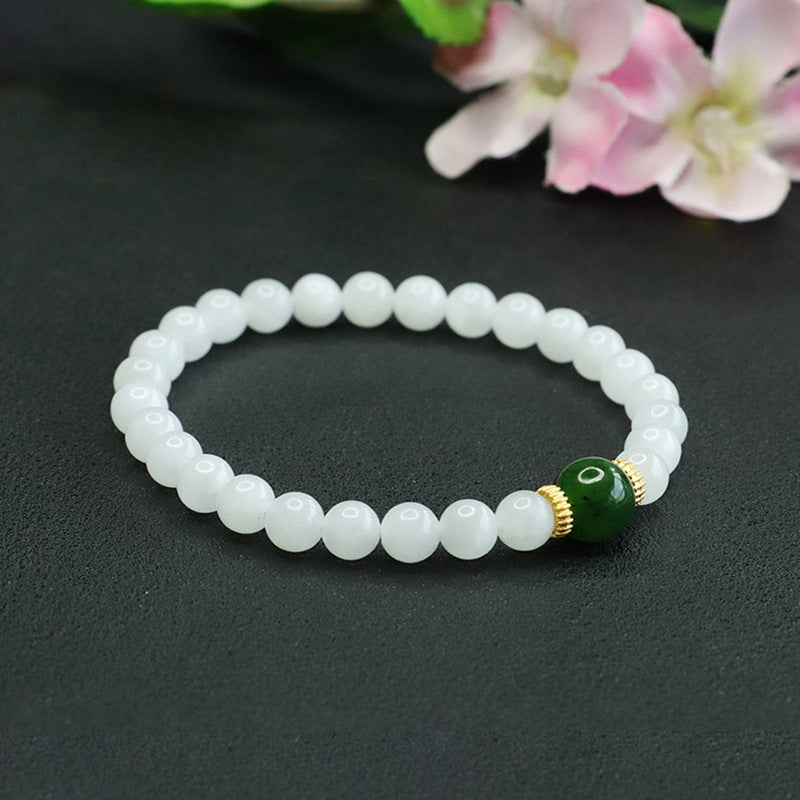 Fortune's Favor White Jade Sterling Silver Bracelet