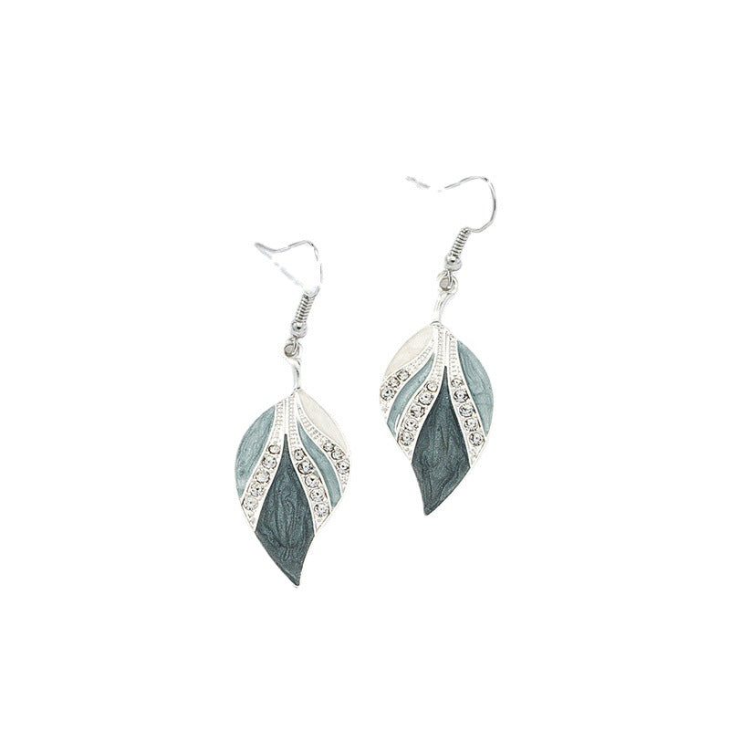 Exaggerated Glazed Leaf Earrings - Vienna Verve Collection