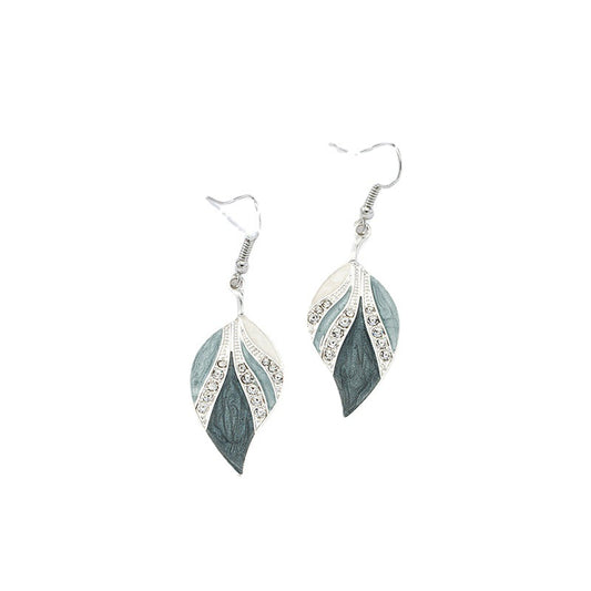 Exaggerated Glazed Leaf Earrings - Vienna Verve Collection