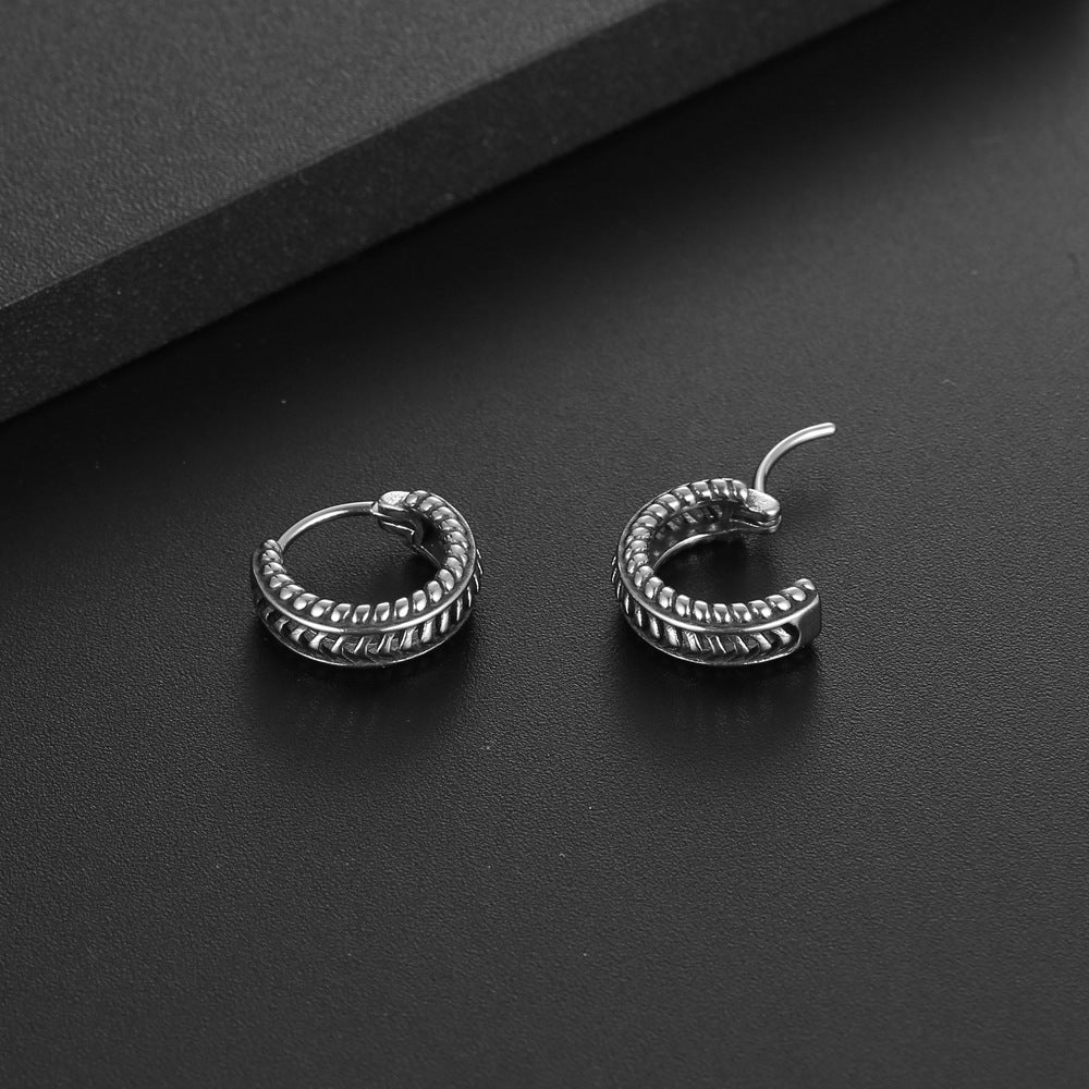 Retro-Inspired Titanium Steel Tire Earrings for Women - Stylish and Personalized Fashion Accessory