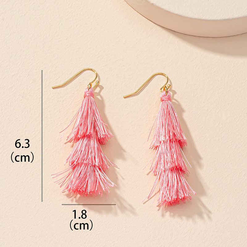 European and American Layered Tassel Earrings - Vienna Verve Collection