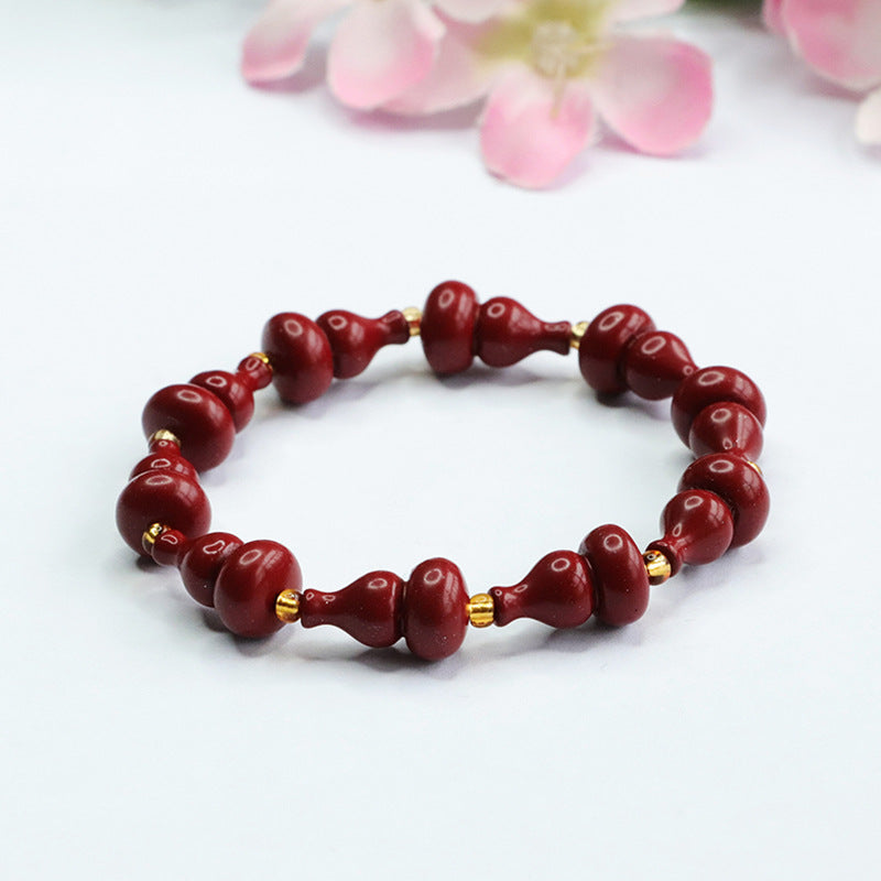 Cinnabar Gourd Bracelet with Sterling Silver Accent