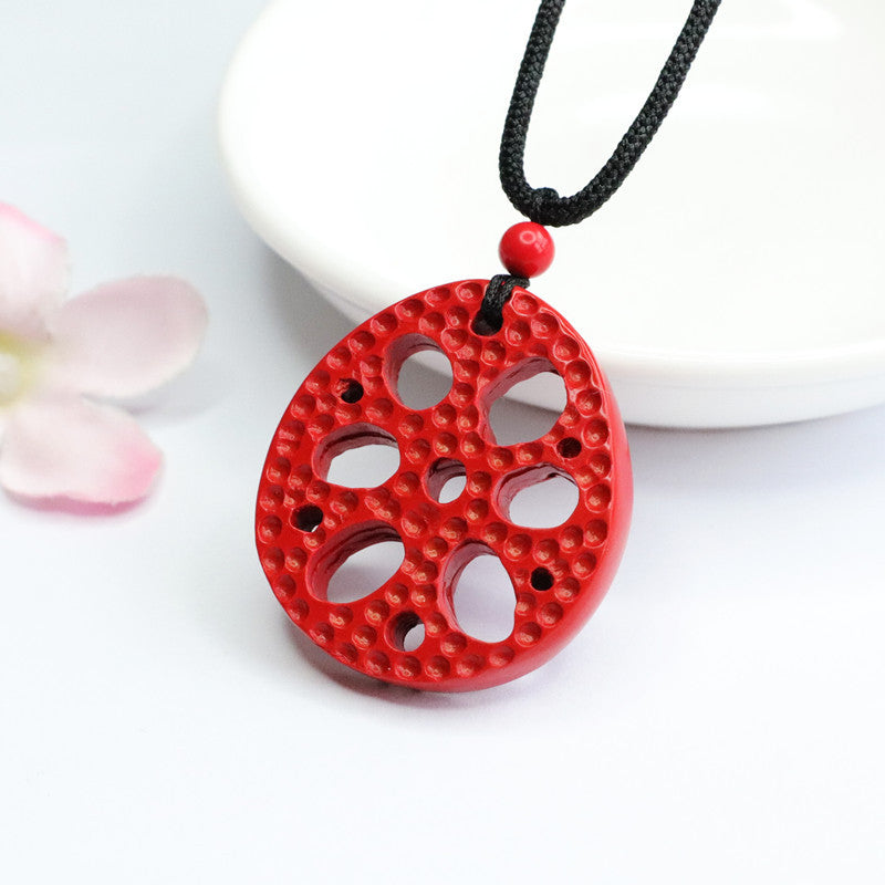 Cinnabar Pendant, Red Sand Lotus Root Pendant, Jewelry