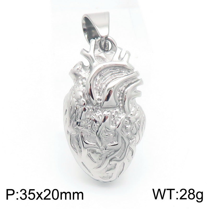 Customizable Trendy 18k Vacuum Plated Stainless Steel Men's Heart Pendant