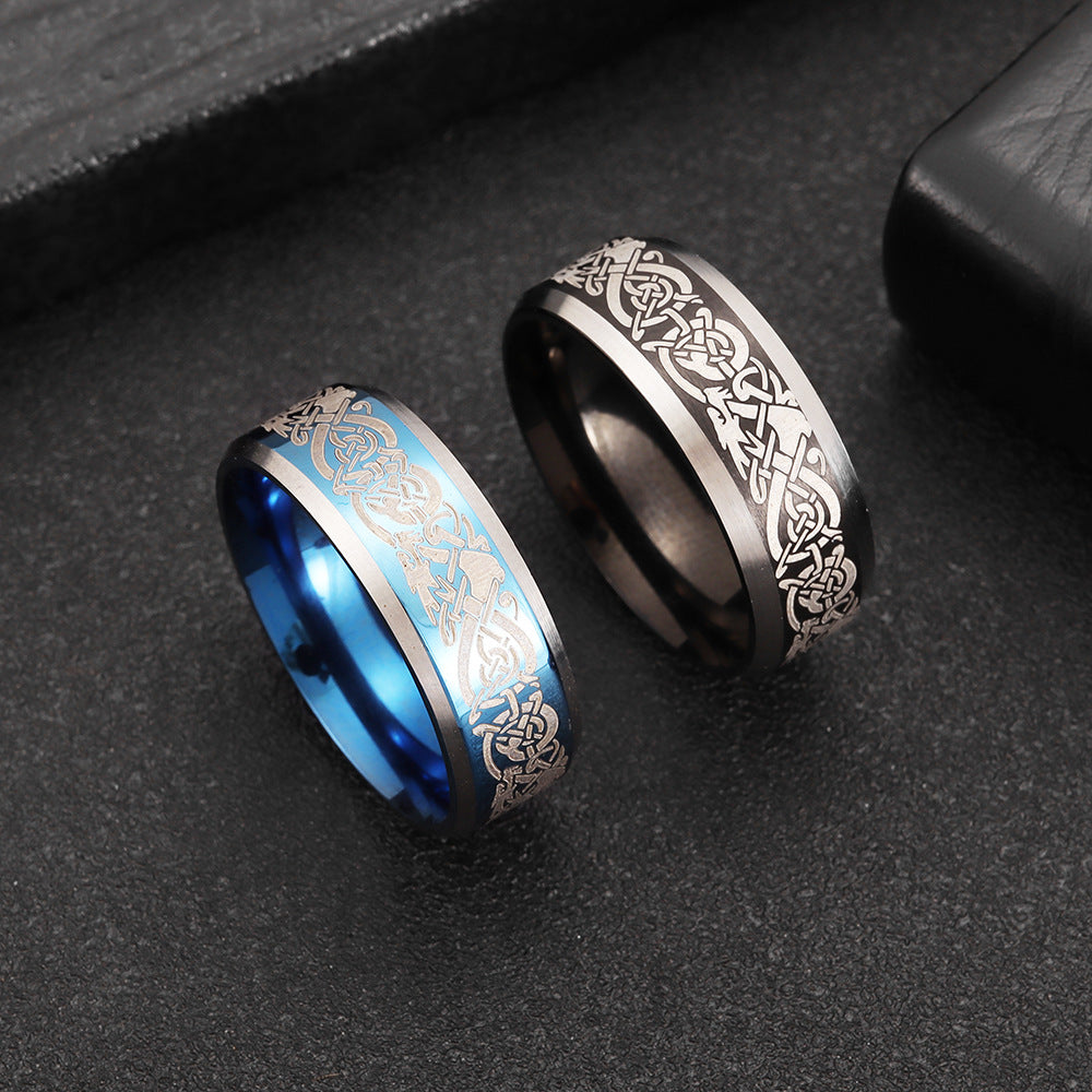 Dragon Pattern Titanium Steel Ring for Men - Best-Selling Cross-Border Jewelry