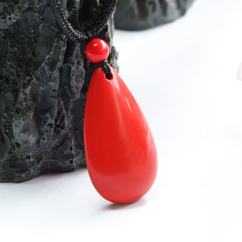 Cinnabar Water Drop Pendant Red Sand Pendant