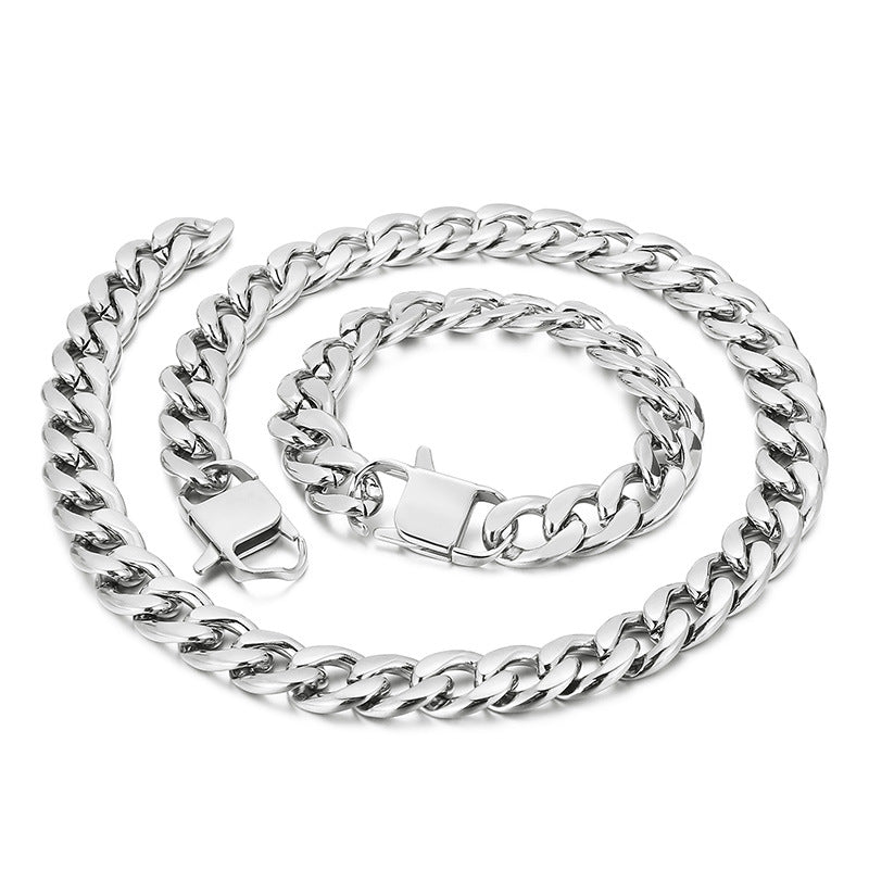 Trendy Men's Titanium Steel NK Chain Bracelet and Necklace for Rock Hip-hop Style