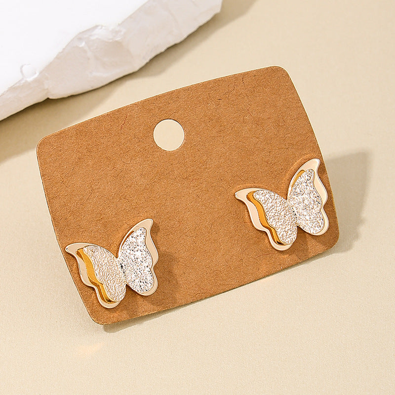 Korean Frosted Butterfly Earrings - Wholesale Women's Accessories