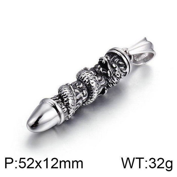 Titanium Steel Dragon Pillar Pendant for Men - Trendy Domineering Cast Bullet Jewelry