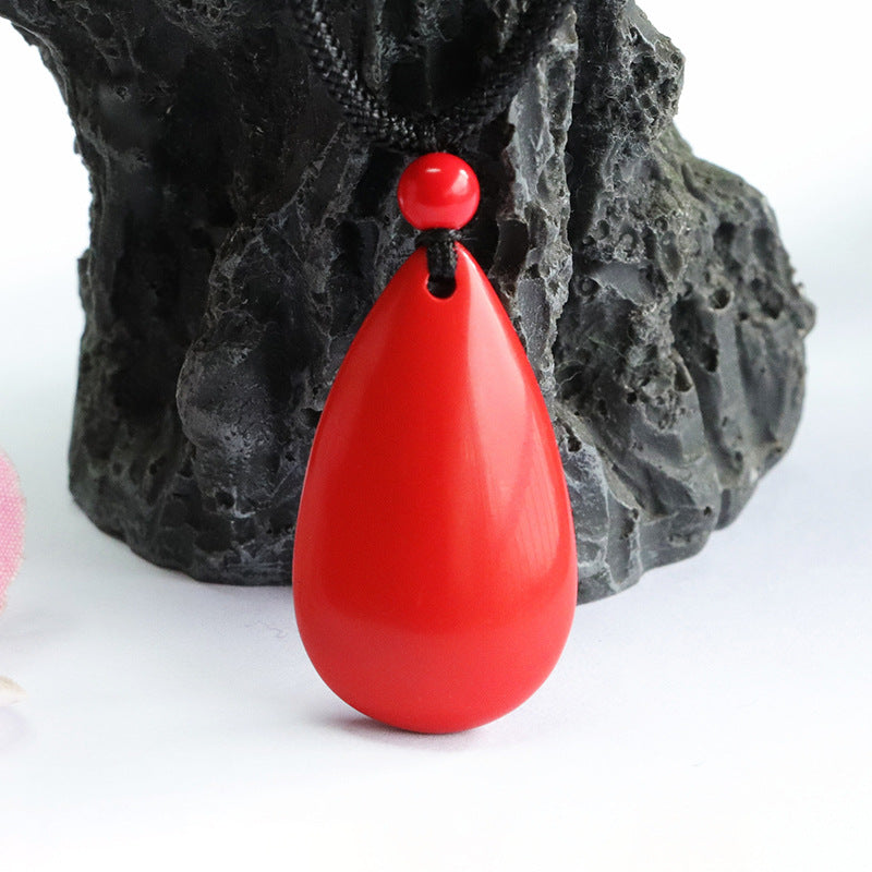 Cinnabar Water Drop Pendant Red Sand Pendant