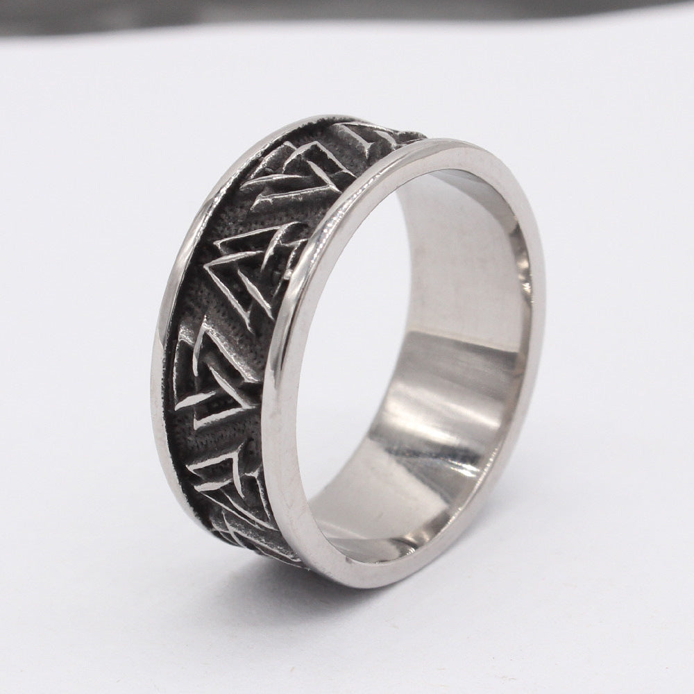 Vintage Viking Triangle Titanium Steel Ring for Men