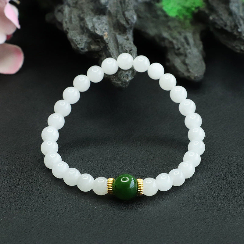 Fortune's Favor White Jade Sterling Silver Bracelet