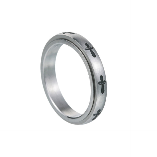 Rotatable Stress Relief Ring in Titanium Steel - Stylish 4MM Wide European American Design for Men