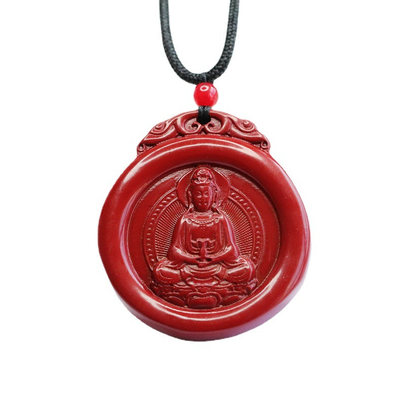 Cinnabar Pendant Purple Gold Sand Guanyin Bodhisattva Pendant Jewelry