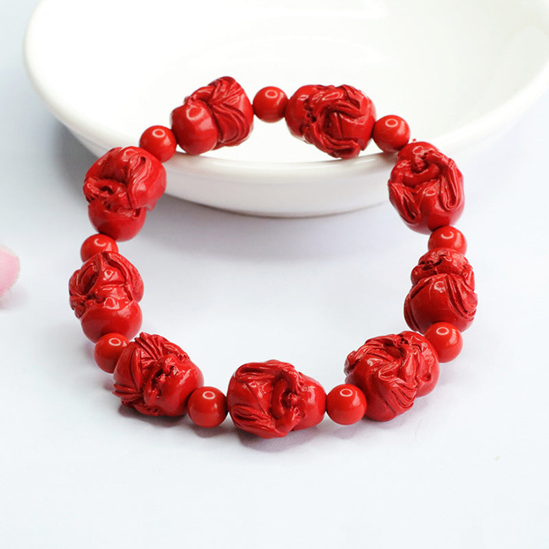 Cinnabar and Red Sand Bracelet Set with Little Buddha Bracelets