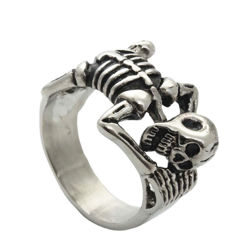 Titanium Steel Skull Ring for Men - Retro Punk Hip Hop Jewelry from Manufacturer