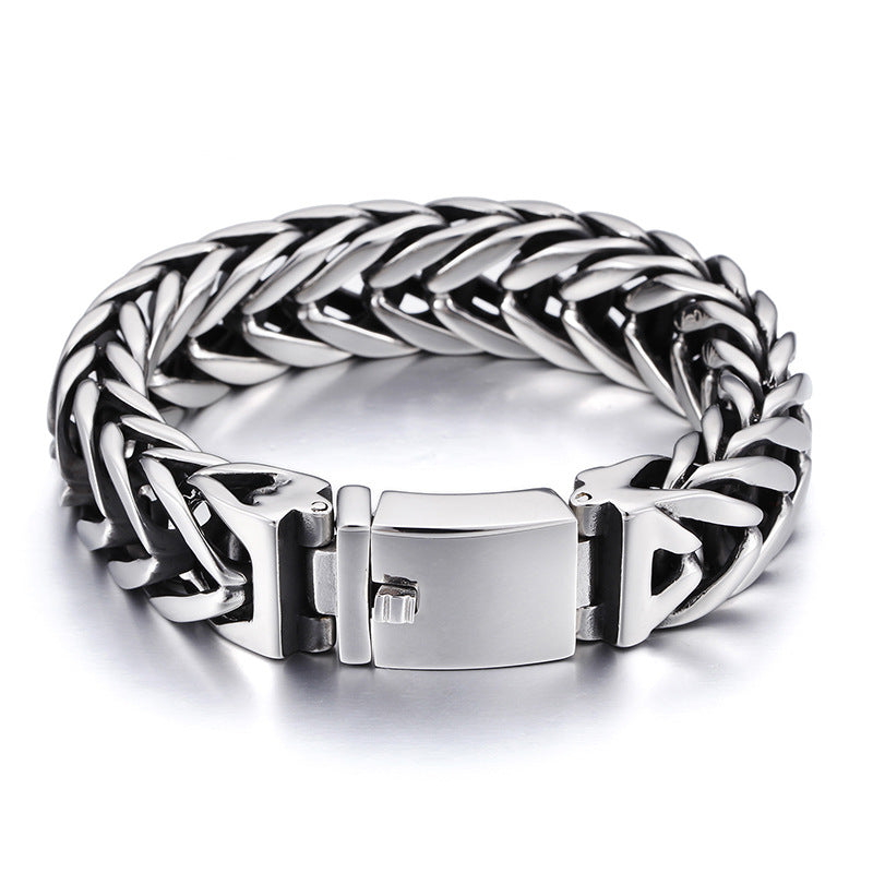 V-Shaped Double-Layer Thick Titanium Steel Men's Bracelet with a Dominant Style