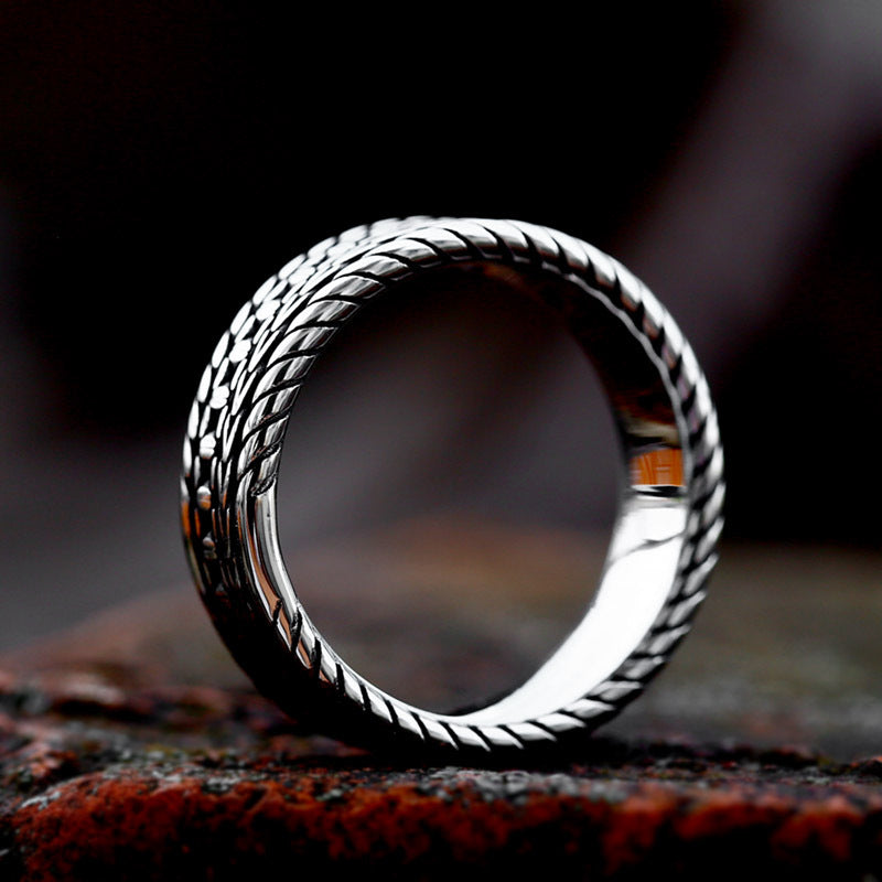 Korean Retro-Inspired Titanium Steel Men's Ring - Fashionable Stainless Steel Wholesale Options