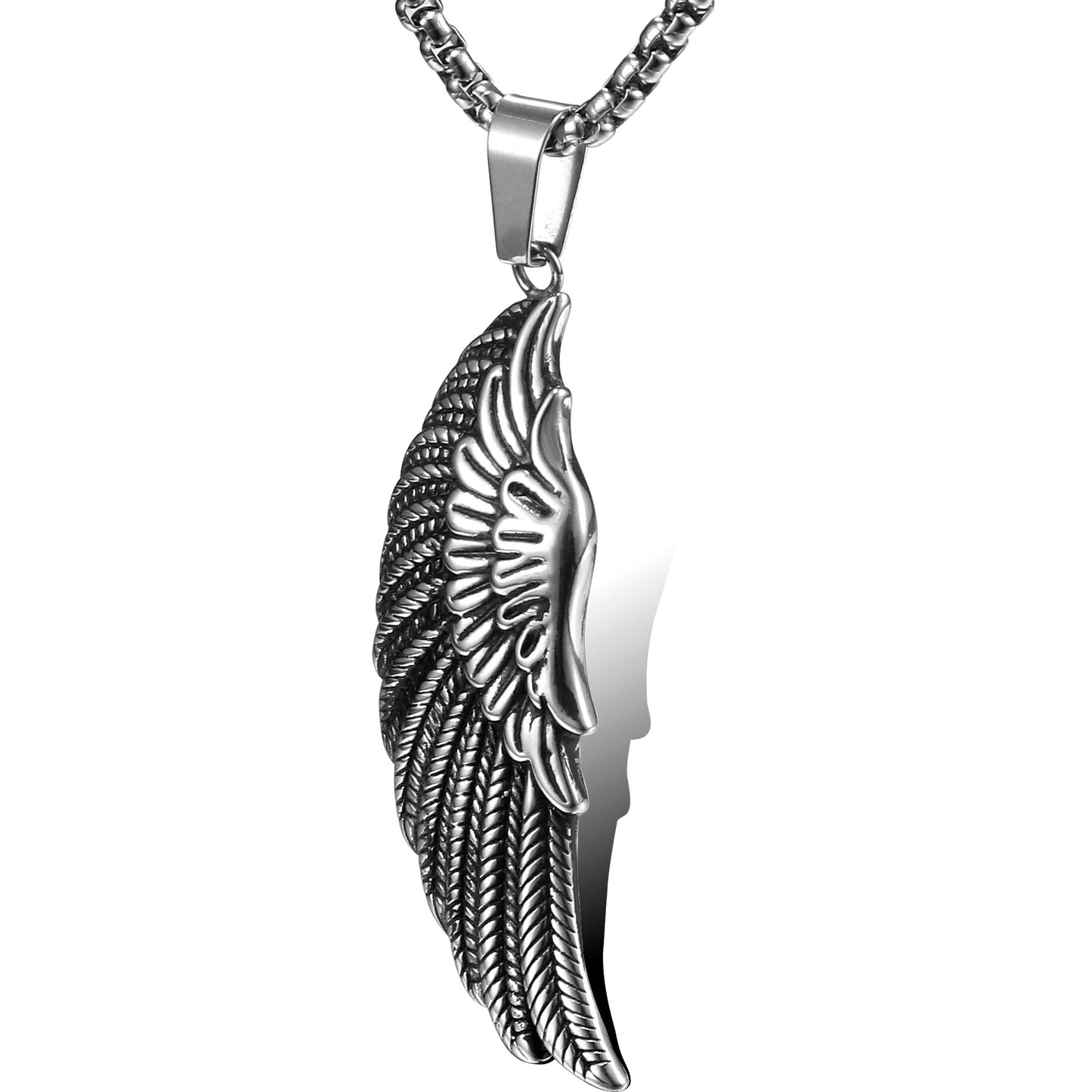 Punk-Inspired Titanium Steel Feather Pendant for Men - Retro Personalized Jewelry