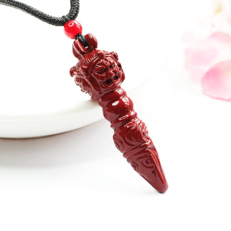 Fortune's Favor Cinnabar Pendant, Purple Gold Sand Pestle, Vajra Jewelry