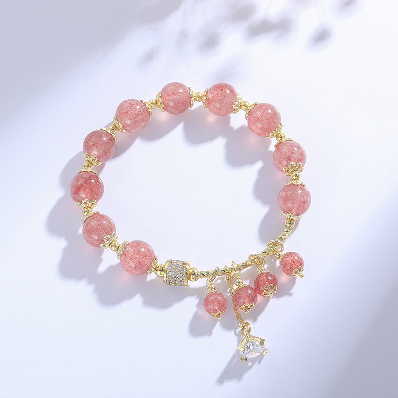 Pink and Daisy Beauty Strawberry Crystal Bracelet