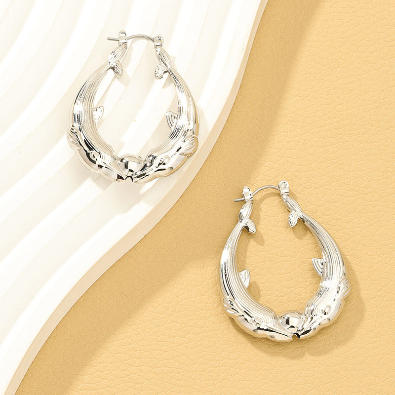 Dolphin Embossed Metal Earrings - Vienna Verve Collection