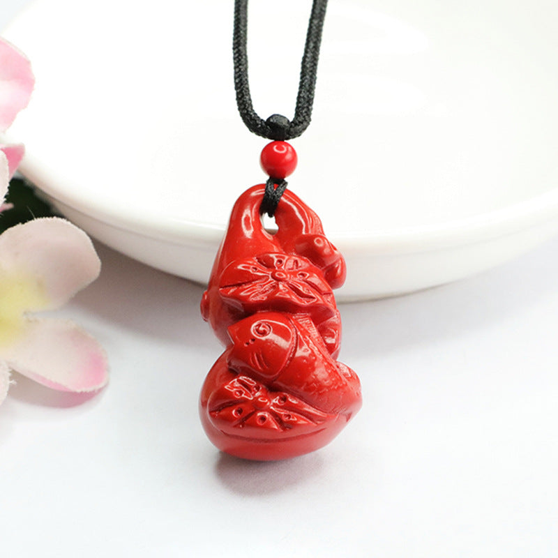 Vermilion Sand Gourd Pendant Red Sand Lotus Leaf Fish Retro Pendant