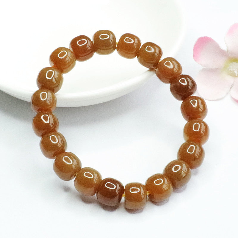 Hand String Sugar Colored Bracelet with Natural Hetian Jade