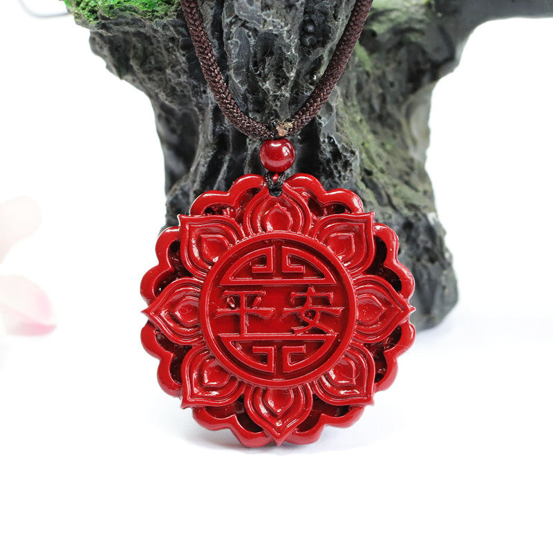 Purple Lotus Cinnabar Pendant in Sterling Silver