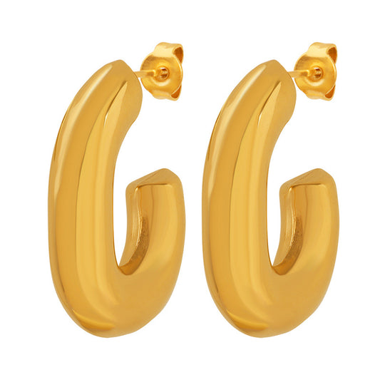 European Chic Hollow U-shaped Earrings - Stylish Metal Jewelry for Women