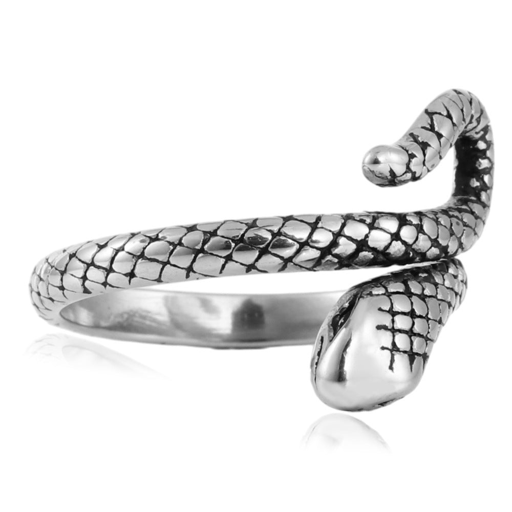 Retro Titanium Steel Snake Ring for Men - Personalized Trendy Animal Accessory